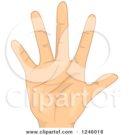 Clipart of a Caucasian Hand Gesturing to Stop, or Holding up Five Fingers - Royalty Free Vector Illustration by BNP Design Studio
