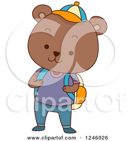 Clipart of a Cute School Bear Boy - Royalty Free Vector Illustration by BNP Design Studio