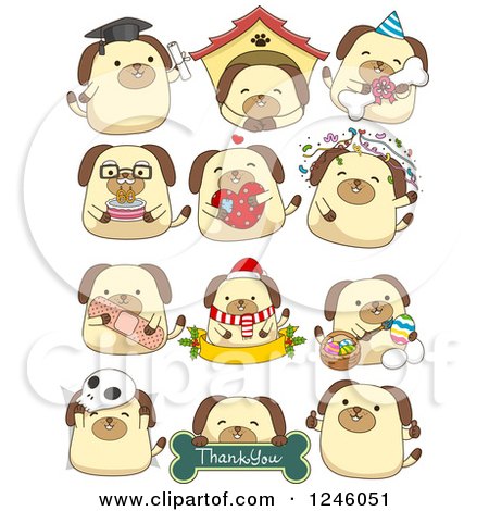 Clipart of a Dog in Different Poses - Royalty Free Vector Illustration by BNP Design Studio