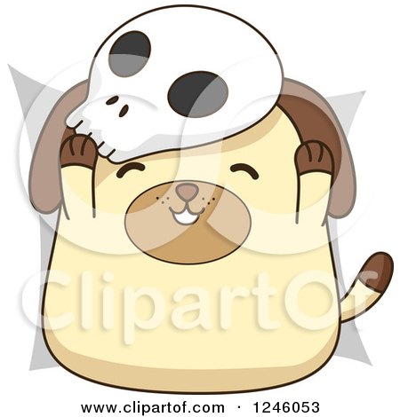 Clipart of a Halloween Dog Wearing a Skull Mask - Royalty Free Vector Illustration by BNP Design Studio