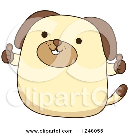 Clipart of a Happy Dog Holding Two Thumbs up - Royalty Free Vector Illustration by BNP Design Studio
