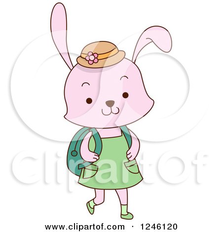 Clipart of a Cute School Rabbit Girl - Royalty Free Vector Illustration by BNP Design Studio