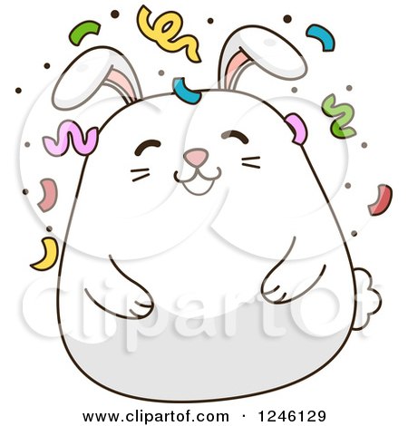 Clipart of a White Bunny Rabbit with Party Confetti - Royalty Free Vector Illustration by BNP Design Studio
