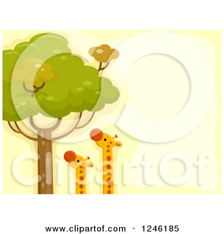Clipart of Tall Giraffes Eating from a Tree - Royalty Free Vector Illustration by BNP Design Studio