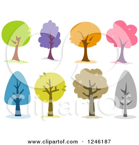 Clipart of a Tree with Orange Foliage - Royalty Free Vector Illustration by BNP Design Studio