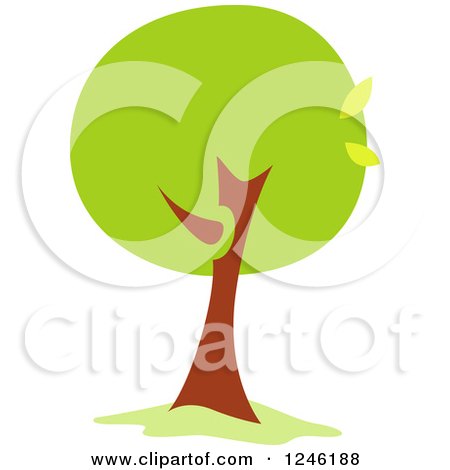 Clipart of a Tree with Green Foliage - Royalty Free Vector Illustration by BNP Design Studio