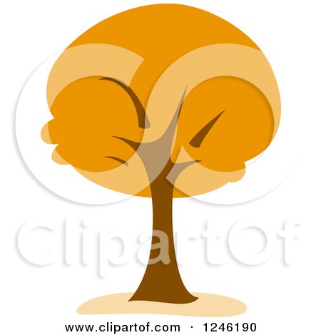Clipart of a Tree with Orange Foliage - Royalty Free Vector Illustration by BNP Design Studio