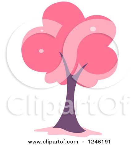 Clipart of a Tree with Pink Foliage - Royalty Free Vector Illustration by BNP Design Studio