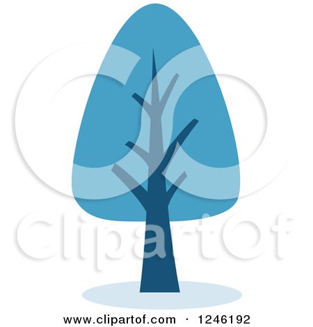 Clipart of a Tree with Blue Foliage - Royalty Free Vector Illustration by BNP Design Studio