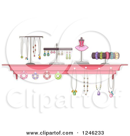 Clipart of a Shelf Display of Jewelry - Royalty Free Vector Illustration by BNP Design Studio