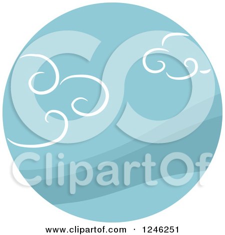 Clipart of a Round Blue Cloud Icon - Royalty Free Vector Illustration by BNP Design Studio
