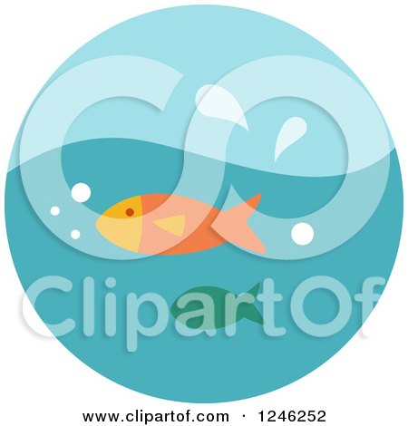 Clipart of a Round Blue Fish Icon - Royalty Free Vector Illustration by BNP Design Studio