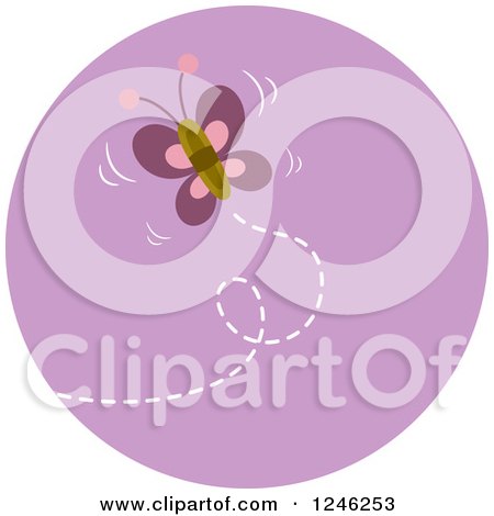 Clipart of a Round Purple Butterfly Icon - Royalty Free Vector Illustration by BNP Design Studio