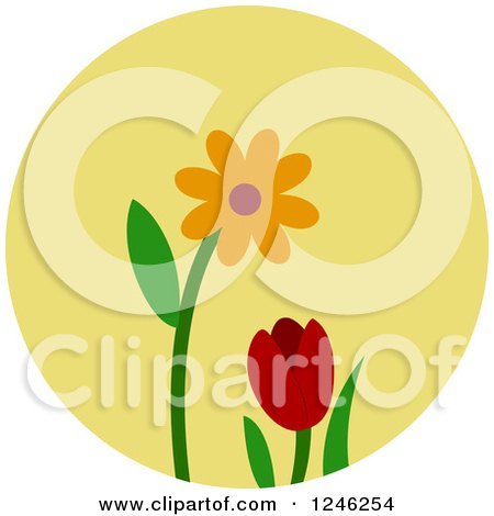 Clipart of a Round Yellow Flower Icon - Royalty Free Vector Illustration by BNP Design Studio