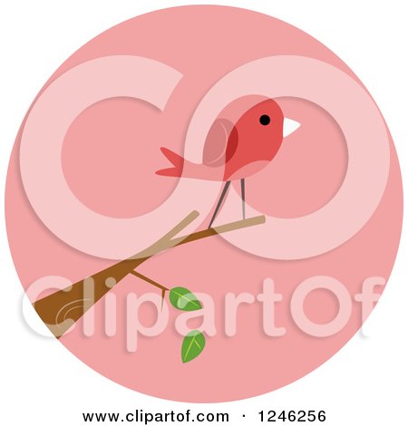 Clipart of a Round Pink Bird Icon - Royalty Free Vector Illustration by BNP Design Studio