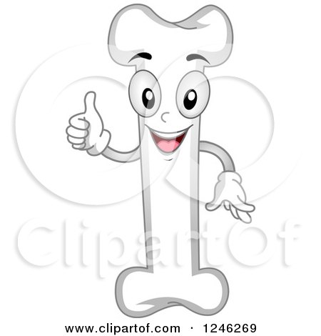Clipart of a Happy Bone Character Holding a Thumb up - Royalty Free Vector Illustration by BNP Design Studio
