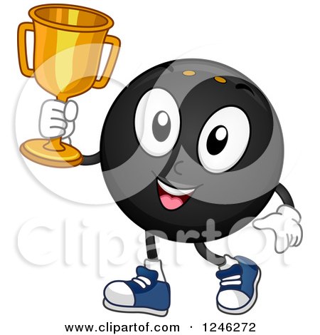 Clipart of a Champion Squash Ball Holding a Trophy - Royalty Free Vector Illustration by BNP Design Studio