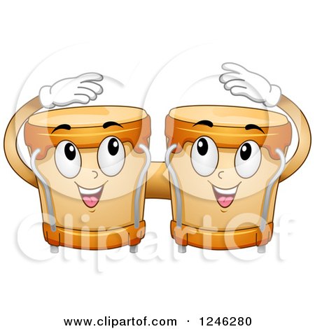 Clipart of Happy Bongos Playing Themselves - Royalty Free Vector Illustration by BNP Design Studio