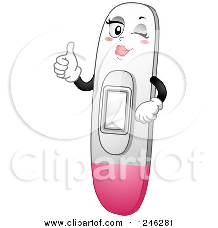 Clipart of a Female Pregnancy Test Character Holding a Thumb up - Royalty Free Vector Illustration by BNP Design Studio