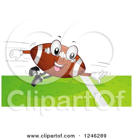 Clipart of a Flying American Football Mascot Scoring a Touchdown - Royalty Free Vector Illustration by BNP Design Studio