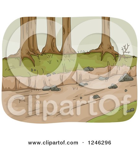 Clipart of Trees Along a Dried up River - Royalty Free Vector Illustration by BNP Design Studio