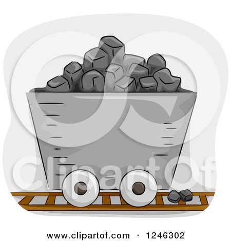 Clipart of a Mining Cart Filled with Coal - Royalty Free Vector Illustration by BNP Design Studio