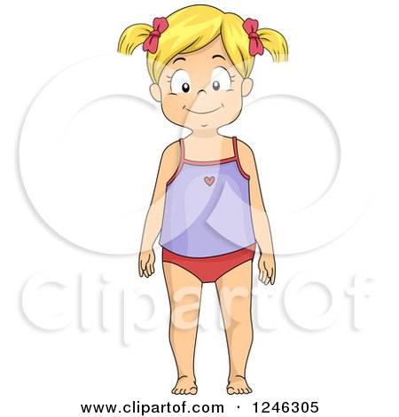 Clipart of a Blond Caucasian Girl in Her Undergarments - Royalty Free Vector Illustration by BNP Design Studio