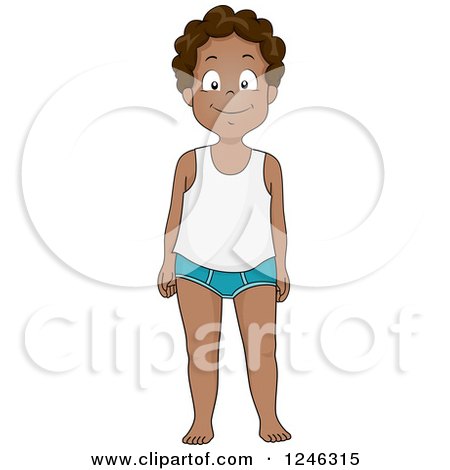 Clipart of a Black African Boy in His Undergarments - Royalty Free Vector Illustration by BNP Design Studio