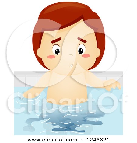 Clipart of a Boy Peeing in a Swimming Pool - Royalty Free Vector Illustration by BNP Design Studio