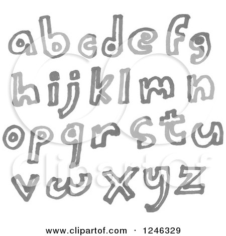 Clipart of a Gray Marker Drawn Lowercase Letters - Royalty Free Vector Illustration by yayayoyo