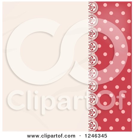 Clipart of a Lace Panel over Pink Polka Dots - Royalty Free Vector Illustration by elaineitalia