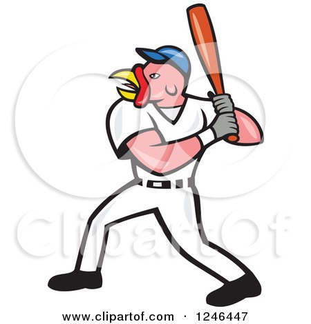 Clipart of a Cartoon Turkey Bird Baseball Player Batting - Royalty Free Vector Illustration by patrimonio