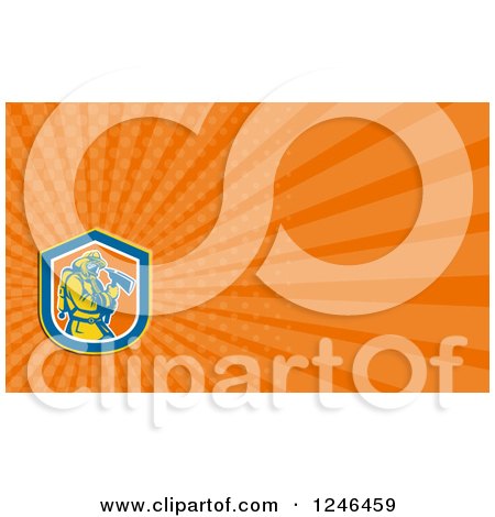 Clipart of an Orange Ray Fireman Background or Business Card Design - Royalty Free Illustration by patrimonio