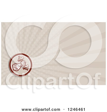 Clipart of a Ray Bodybuilder Background or Business Card Design - Royalty Free Illustration by patrimonio