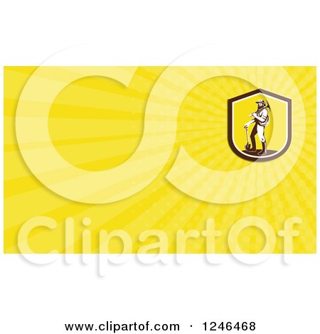 Clipart of a Yellow Ray Miner Background or Business Card Design - Royalty Free Illustration by patrimonio