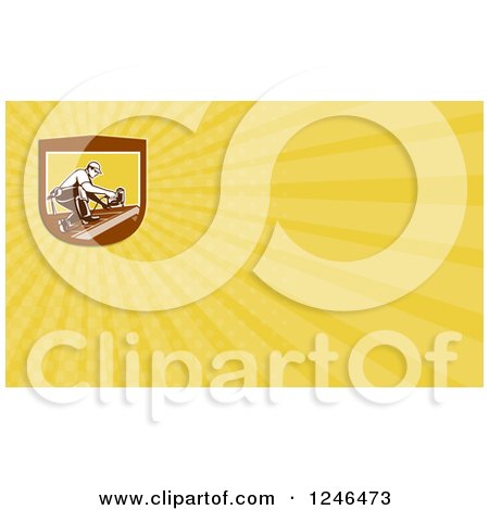 Clipart of a Yellow Ray Roofer Background or Business Card Design - Royalty Free Illustration by patrimonio