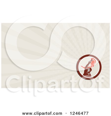 Clipart of a Ray Worker with a Torch Background or Business Card Design - Royalty Free Illustration by patrimonio