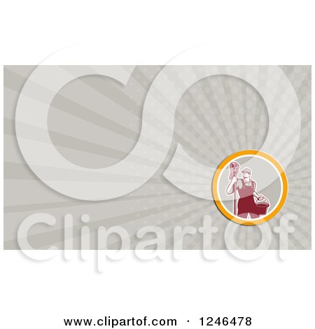 Clipart of a Gray Ray Janitor Background or Business Card Design - Royalty Free Illustration by patrimonio