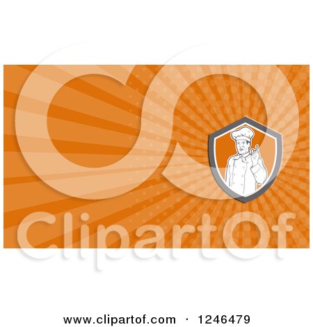 Clipart of an Orange Ray Chef Background or Business Card Design - Royalty Free Illustration by patrimonio