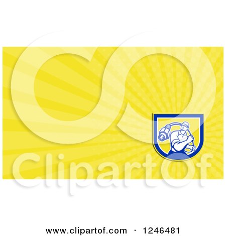 Clipart of a Yellow Ray Cable Guy Background or Business Card Design - Royalty Free Illustration by patrimonio