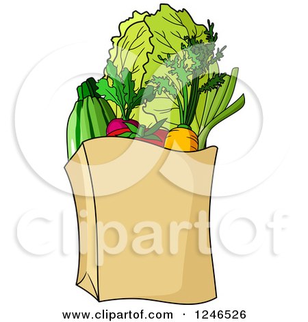 Clipart of a Paper Grocery Bag - Royalty Free Vector Illustration by Vector Tradition SM