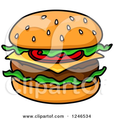 Clipart of a Cheeseburger - Royalty Free Vector Illustration by Vector Tradition SM