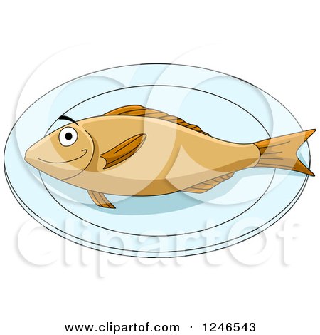 Clipart of a Fish on a Plate - Royalty Free Vector Illustration by Vector Tradition SM