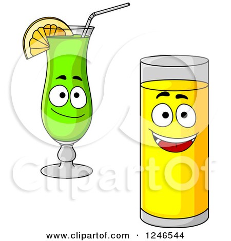 Clipart of Juice and Cocktail Characters - Royalty Free Vector Illustration by Vector Tradition SM