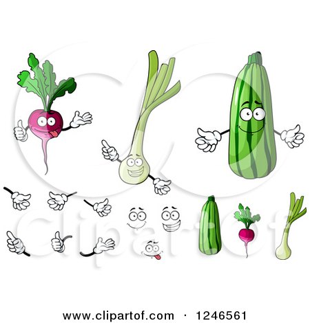 Clipart of Beet Leek and Zucchini Characters - Royalty Free Vector Illustration by Vector Tradition SM
