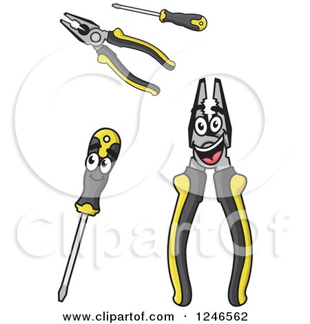 Clipart of Screwdrivers and Pliers - Royalty Free Vector Illustration by Vector Tradition SM
