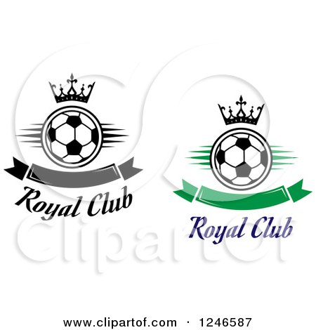Clipart of Soccer Balls with Crowns, Banners and Royal Club Text - Royalty Free Vector Illustration by Vector Tradition SM