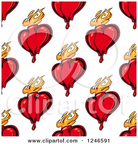 Clipart of a Seamless Flaming Heart Background Pattern - Royalty Free Vector Illustration by Vector Tradition SM