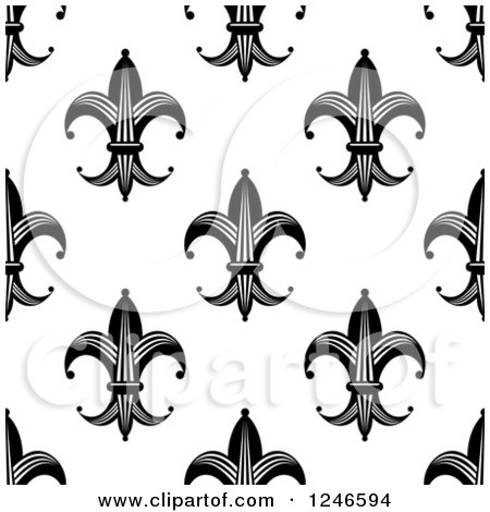 Clipart of a Seamless Black and White Fleur De Lis Background Pattern 12 - Royalty Free Vector Illustration by Vector Tradition SM