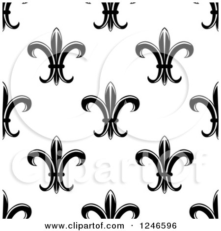 Clipart of a Seamless Black and White Fleur De Lis Background Pattern 11 - Royalty Free Vector Illustration by Vector Tradition SM
